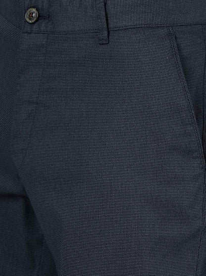 Navy Blue Solid Uno Fit Casual Trouser | JadeBlue