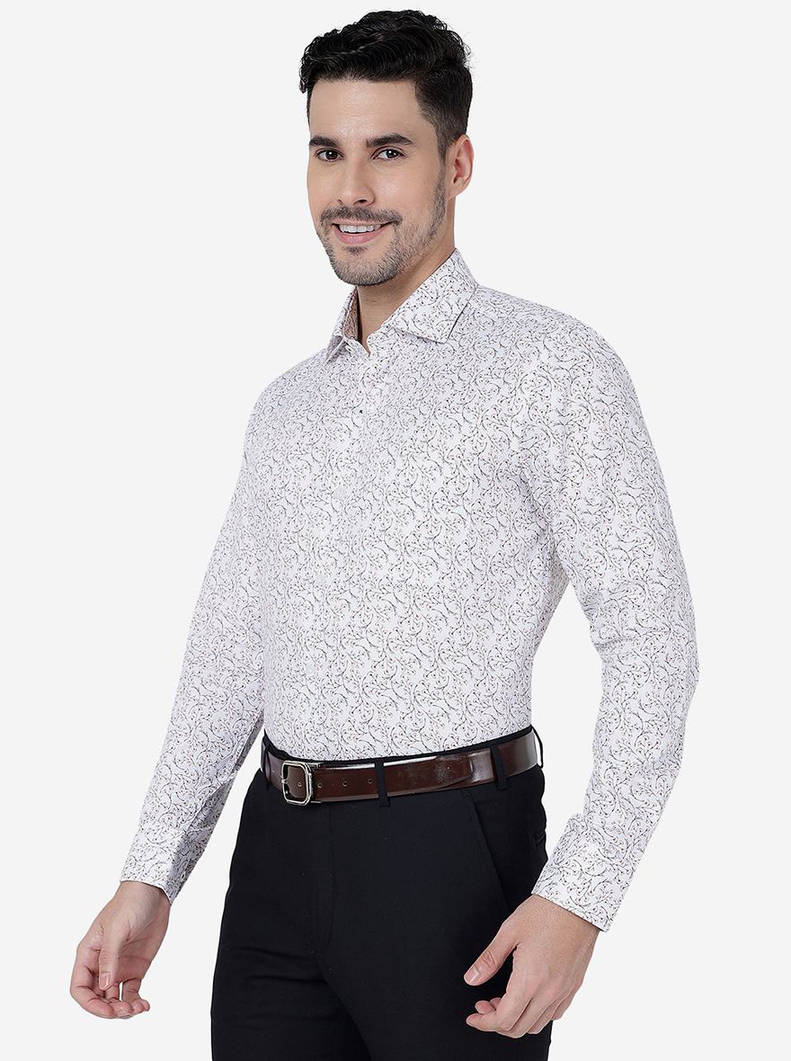 white printed formal shirt