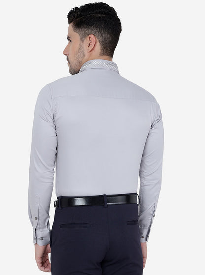 Grey Solid Slim Fit Party Wear Shirt | JB Studio