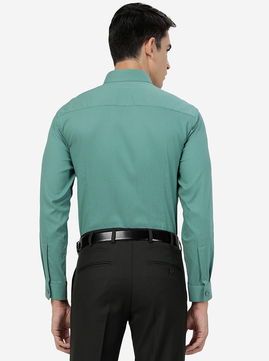 Green Solid Slim Fit Party Wear Shirt | Greenfibre