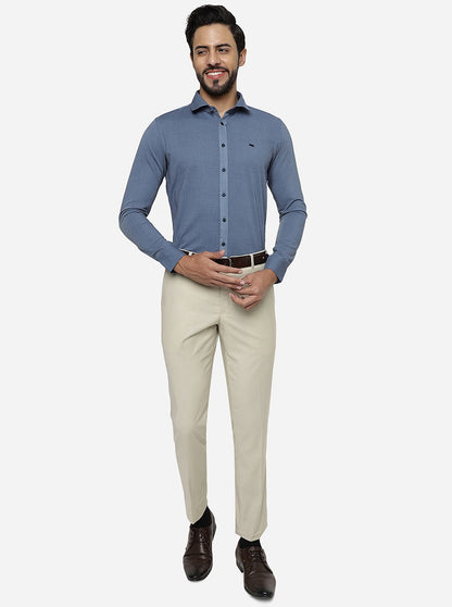 Beige Solid Super Slim Fit Formal Trouser | JadeBlue Youth