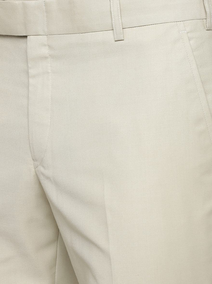 Beige Solid Super Slim Fit Formal Trouser | JadeBlue Youth