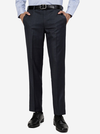 Blue Solid SLIM FIT Formal Trouser | Metal