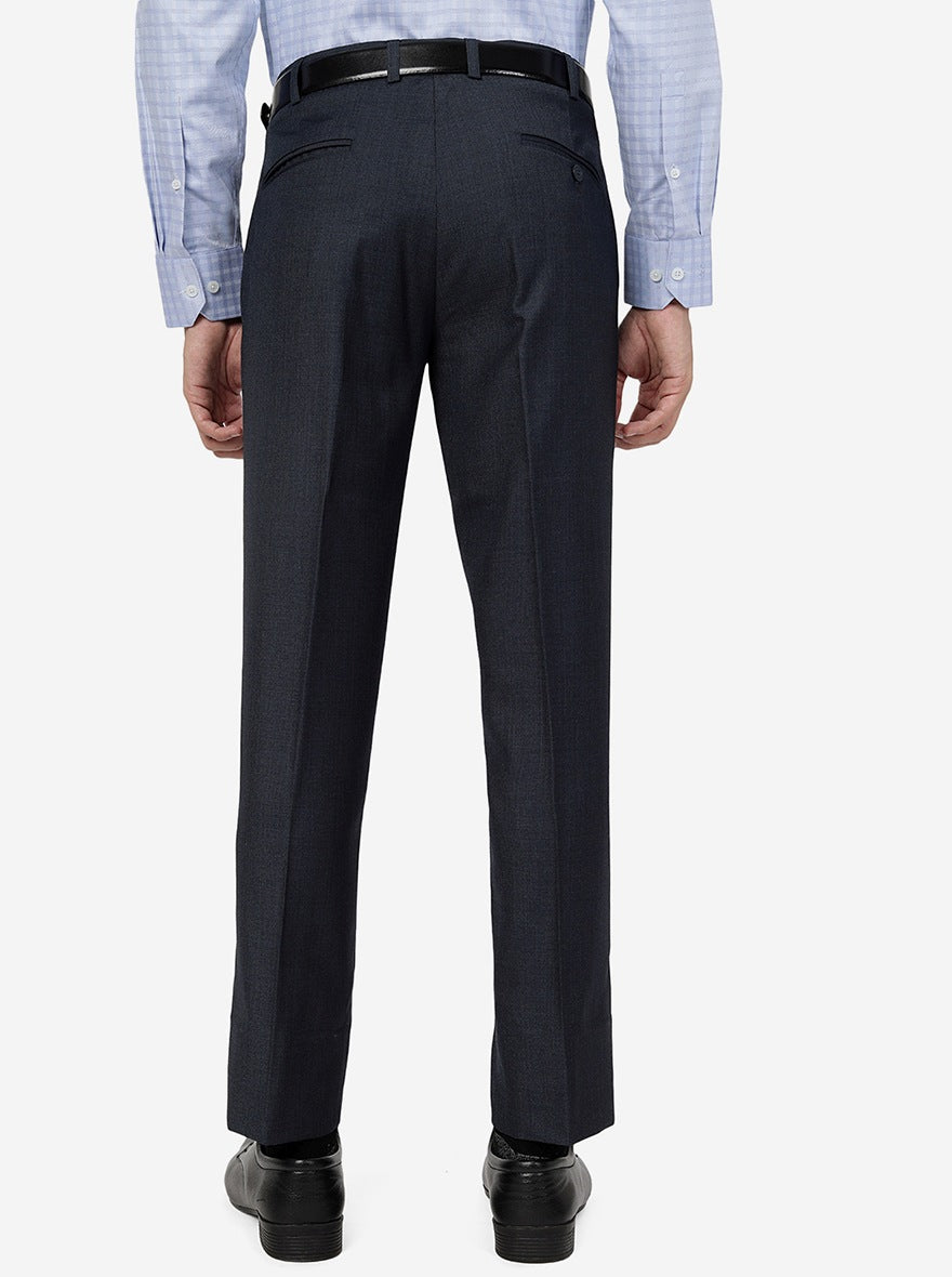 Blue Solid SLIM FIT Formal Trouser | Metal