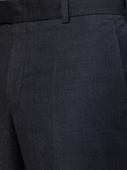 Blue Solid SLIM FIT Formal Trouser | Metal