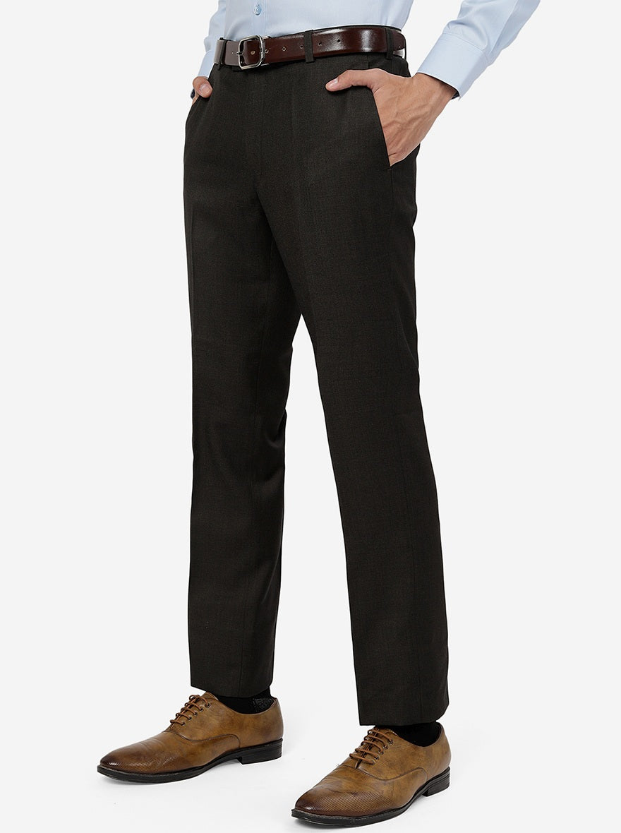 Black Solid SLIM FIT Formal Trouser | Metal