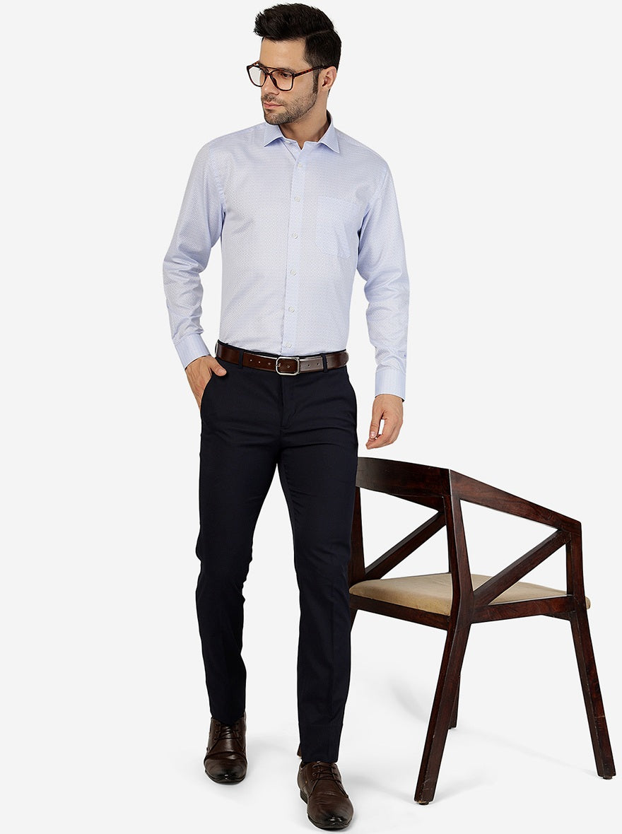 Navy Blue Solid Super Slim Fit Formal Trouser | Greenfibre