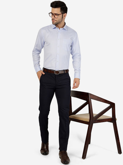 Navy Blue Solid Super Slim Fit Formal Trouser | Greenfibre