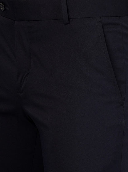 Navy Blue Solid Super Slim Fit Formal Trouser | Greenfibre
