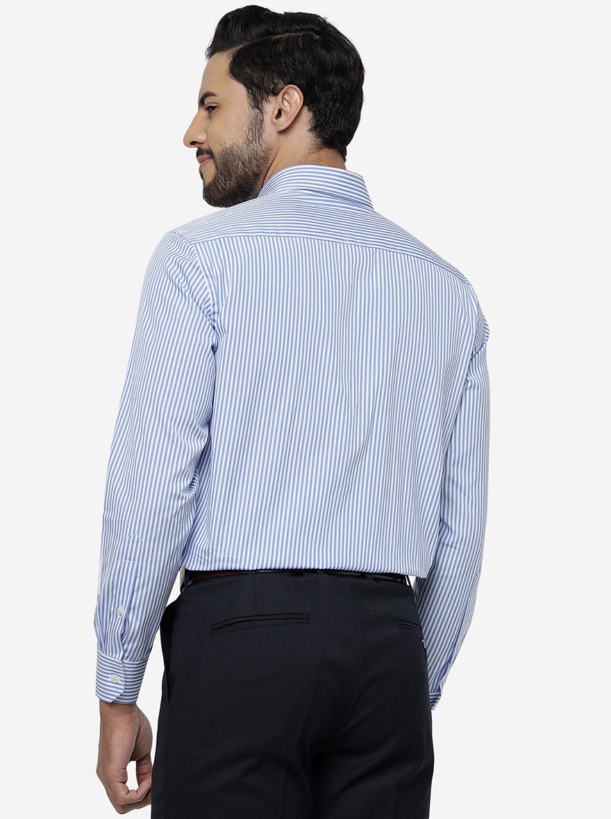 Blue Striped Regular Fit Formal Shirt | JadeBlue