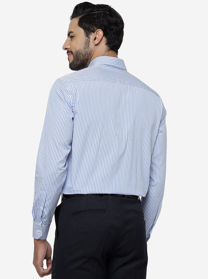 Blue Striped Regular Fit Formal Shirt | JadeBlue