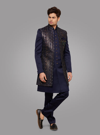 Navy Blue Indowestern | Azania