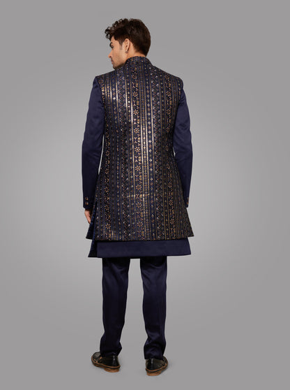 Navy Blue Indowestern | Azania
