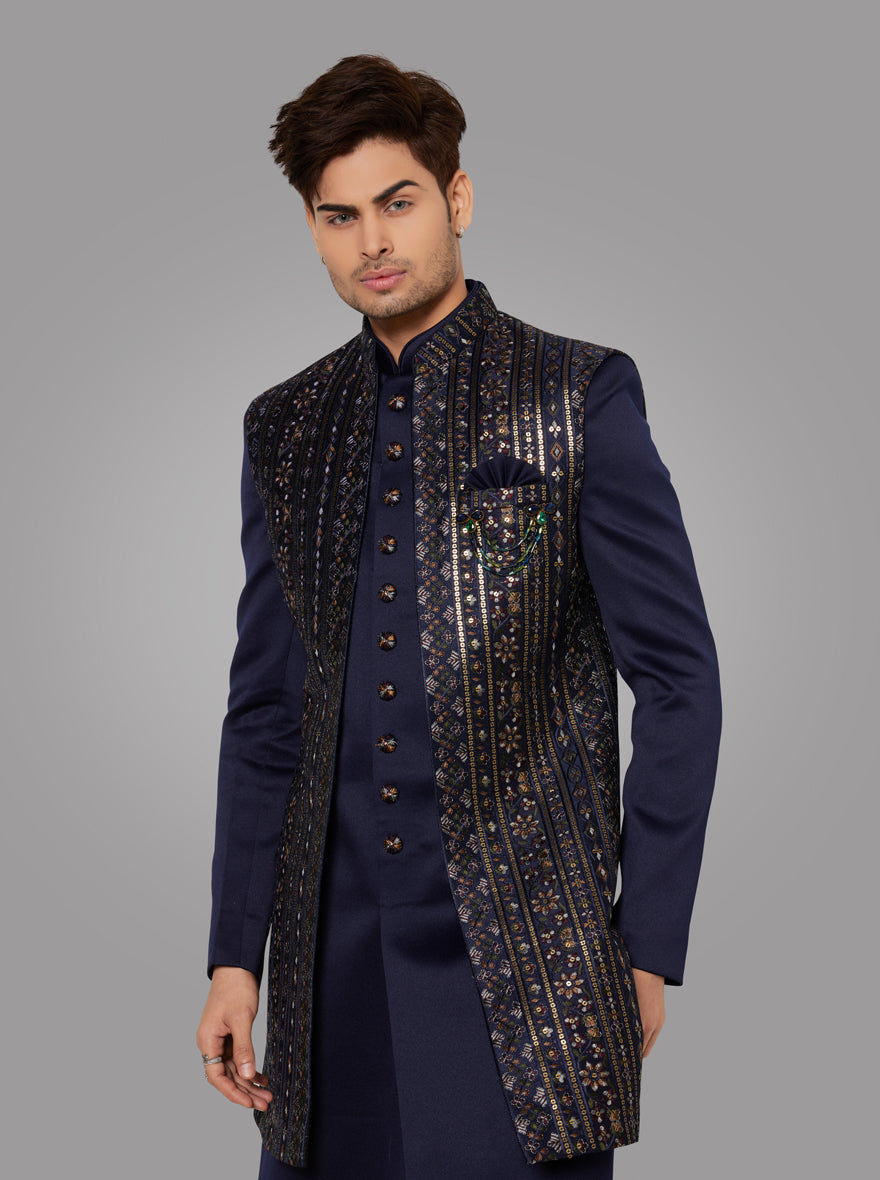 Navy Blue Indowestern | Azania