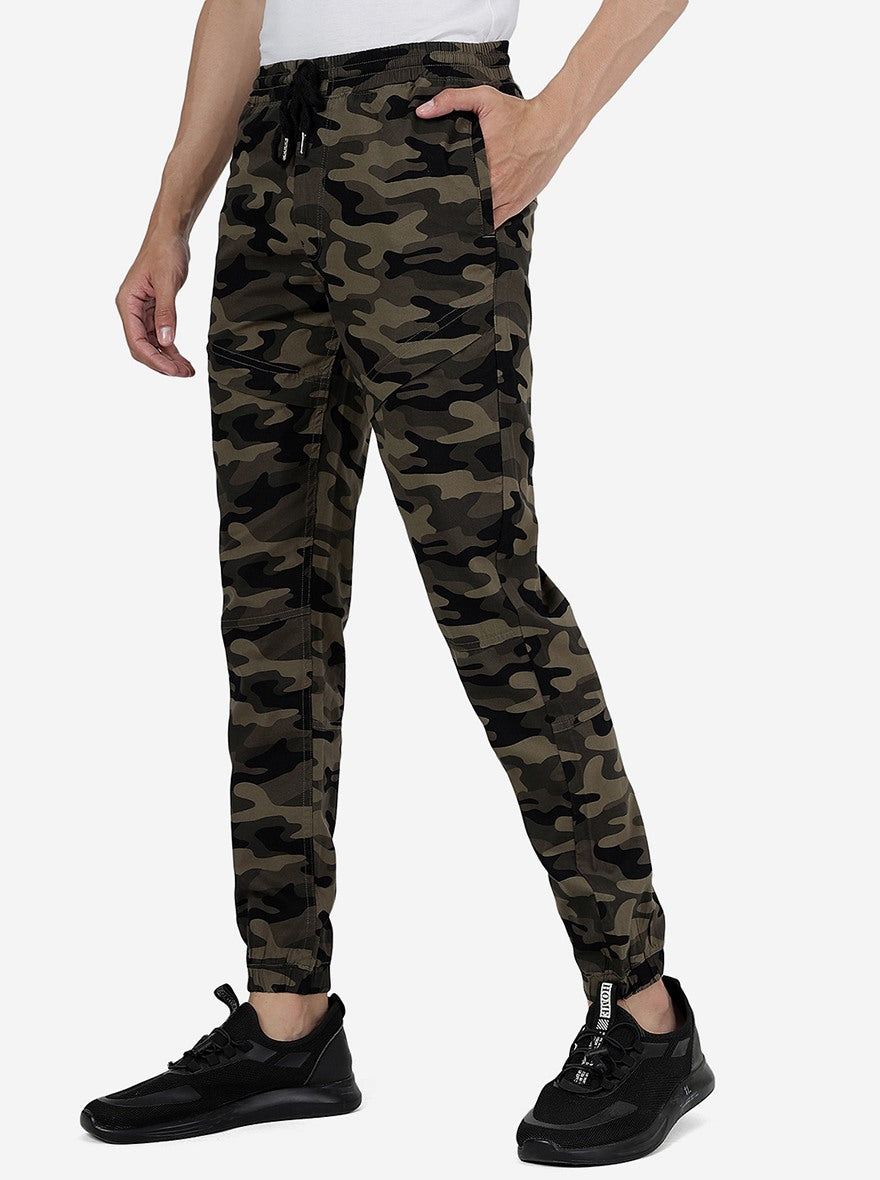 Olive Camo Printed Slim Fit Jogger | Greenfibre
