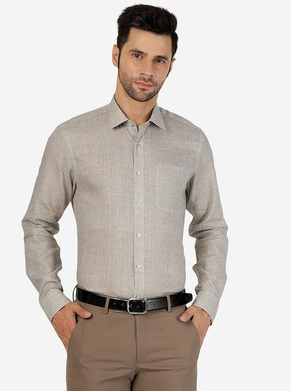 Brown Solid Regular Fit Formal Shirt | JadeBlue