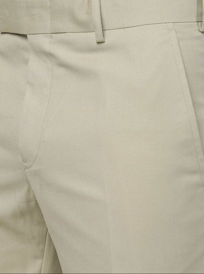 Khaki Solid Slim Fit Formal Trouser | Greenfibre