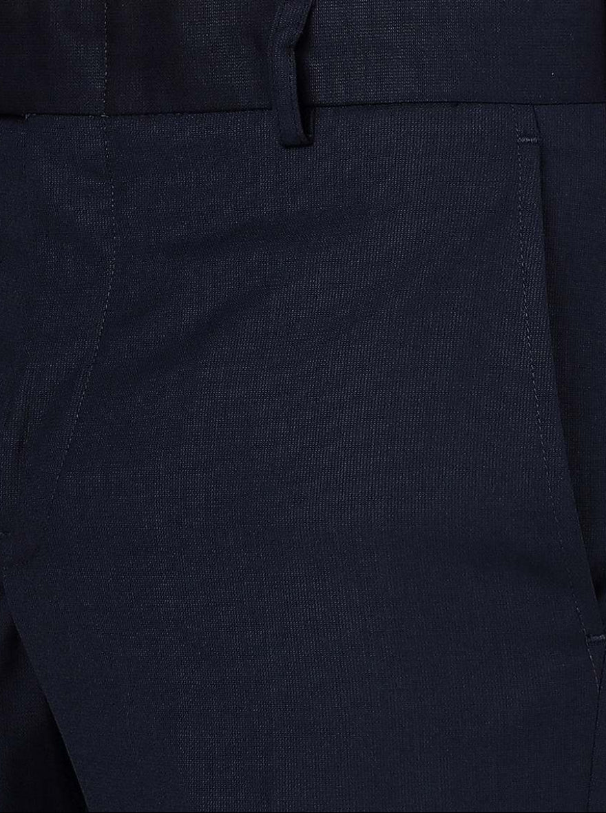 Navy Blue Solid Slim Fit Formal Trouser | Greenfibre