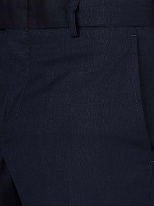 Navy Blue Solid Slim Fit Formal Trouser | Greenfibre