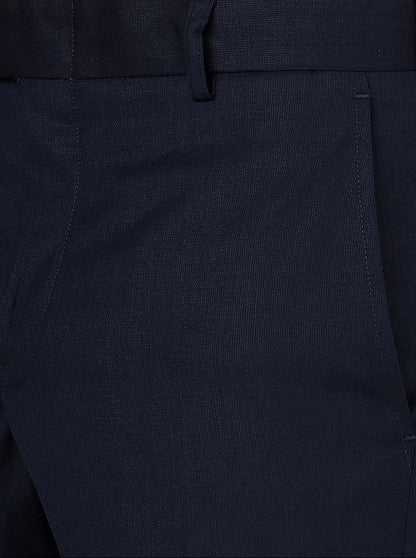 Navy Blue Solid Slim Fit Formal Trouser | Greenfibre