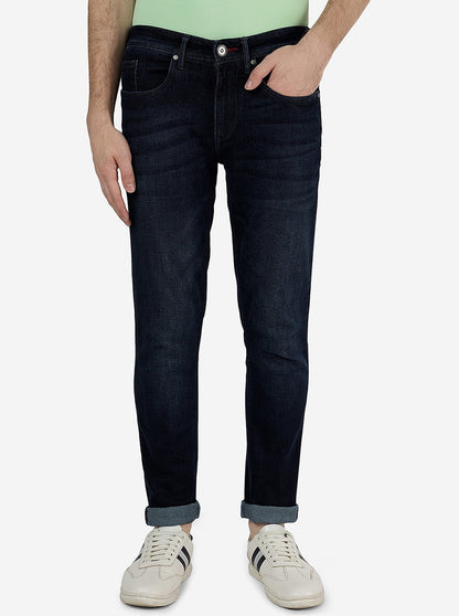 Navy Blue Solid Slim Fit Jeans | JadeBlue