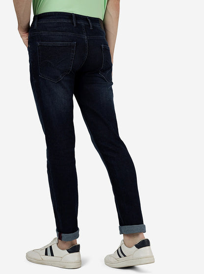 Navy Blue Solid Slim Fit Jeans | JadeBlue