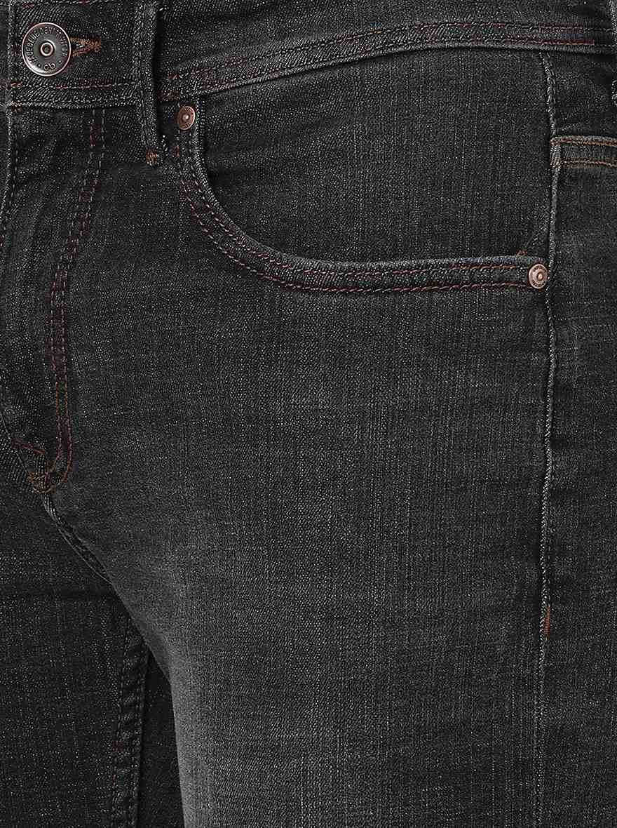 Charcoal Grey Solid Slim Fit Jeans | JadeBlue