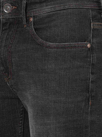 Charcoal Grey Solid Slim Fit Jeans | JadeBlue