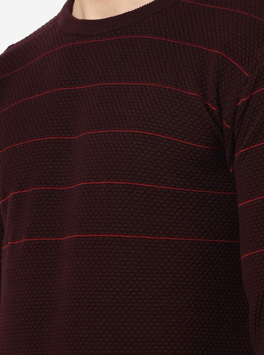Wine Solid Slim Fit Winter T-Shirt | JadeBlue