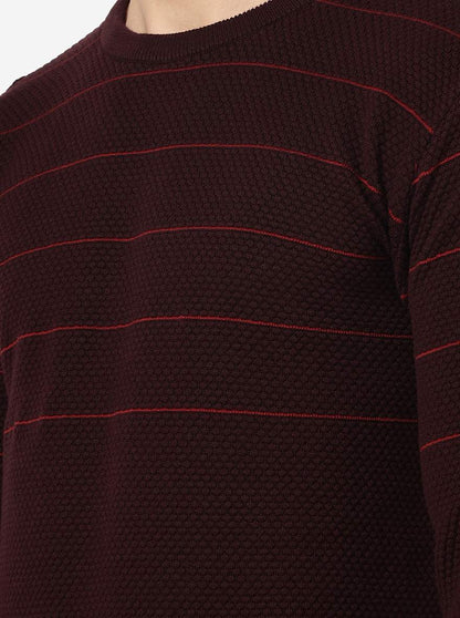 Wine Solid Slim Fit Winter T-Shirt | JadeBlue
