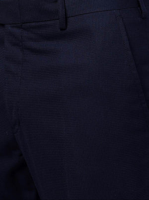 Blue Solid Slim Fit Formal Trouser | Greenfibre