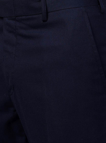 Blue Solid Slim Fit Formal Trouser | Greenfibre