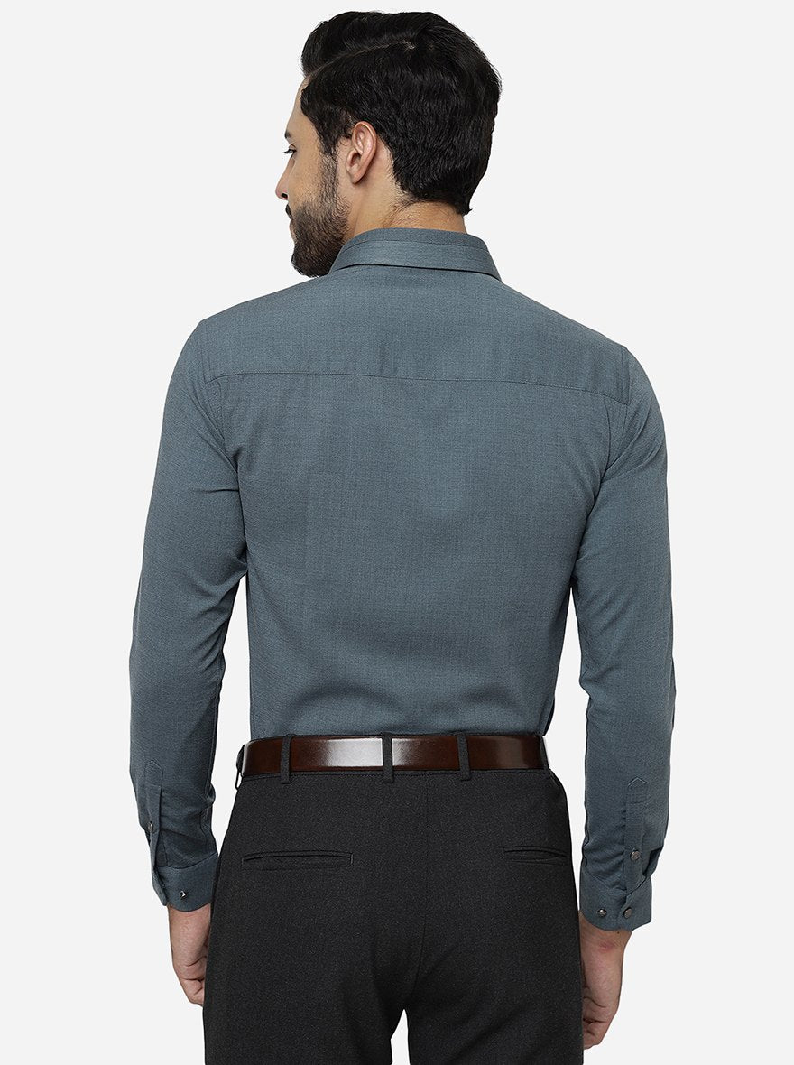 Green Solid Slim Fit Party Wear Shirt | JB Studio
