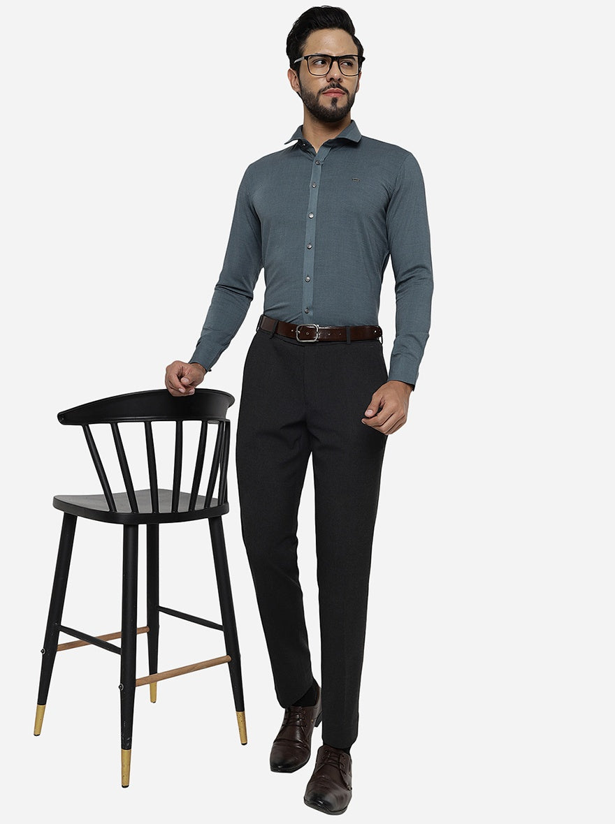 Green Solid Slim Fit Party Wear Shirt | JB Studio