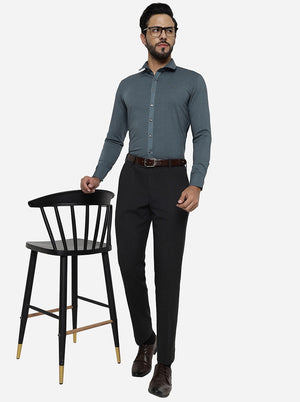 Green Solid Slim Fit Party Wear Shirt | JB Studio
