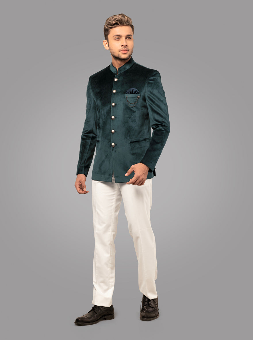 Deep Green Jodhpuri Suit | JadeBlue