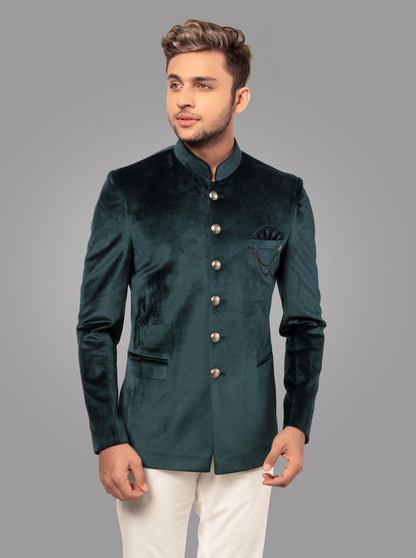 Deep Green Jodhpuri Suit | JadeBlue