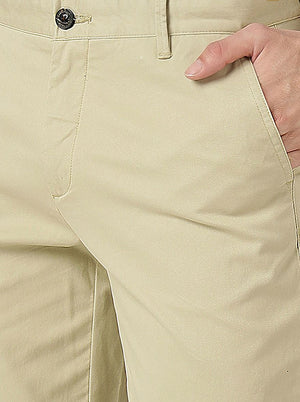 Pista Cream Solid Uno Fit Casual Trouser | JadeBlue