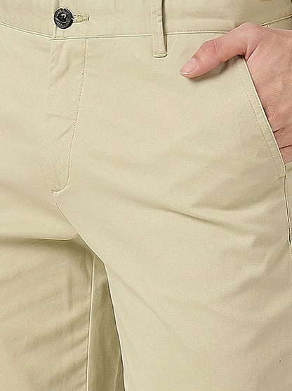 Pista Cream Solid Uno Fit Casual Trouser | JadeBlue