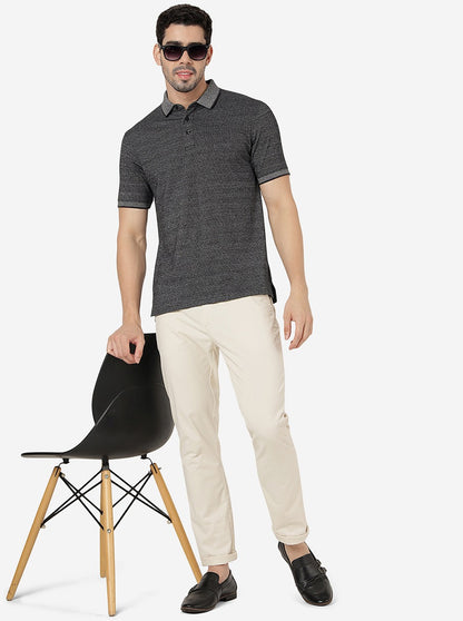 Cream Solid Uno Fit Casual Trouser | JadeBlue