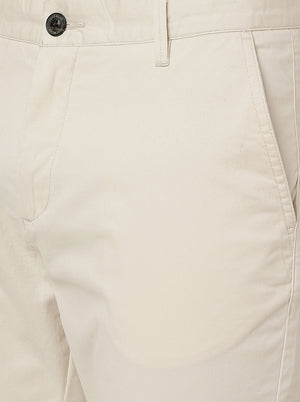 Cream Solid Uno Fit Casual Trouser | JadeBlue