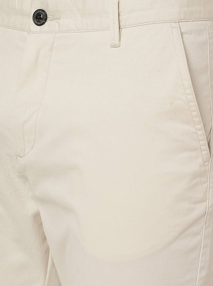 Cream Solid Uno Fit Casual Trouser | JadeBlue