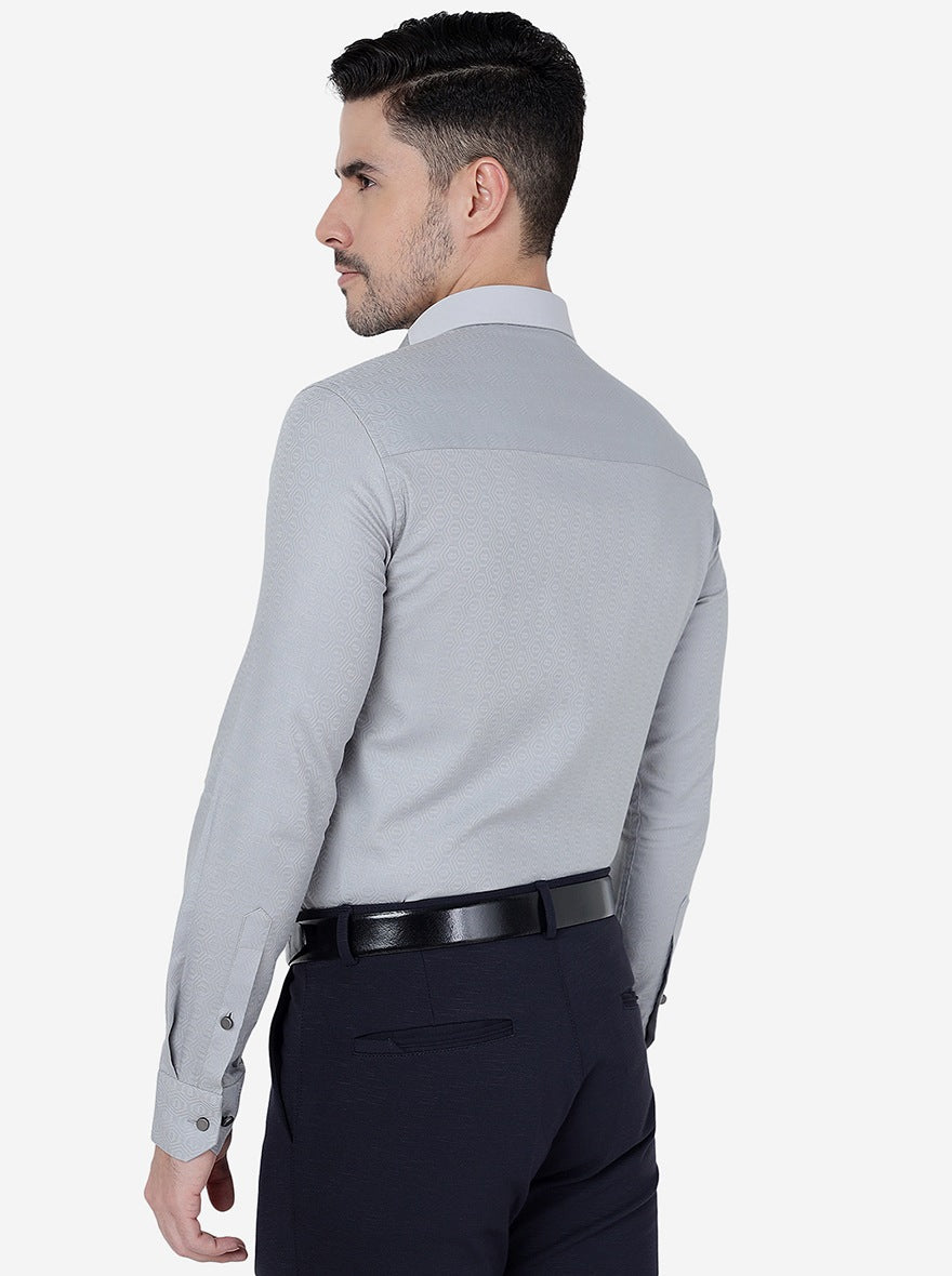 Grey Solid Slim Fit Party Wear Shirt | JB Studio