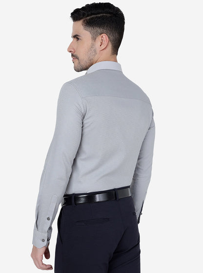 Grey Solid Slim Fit Party Wear Shirt | JB Studio