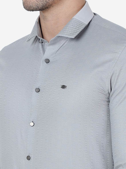 Grey Solid Slim Fit Party Wear Shirt | JB Studio