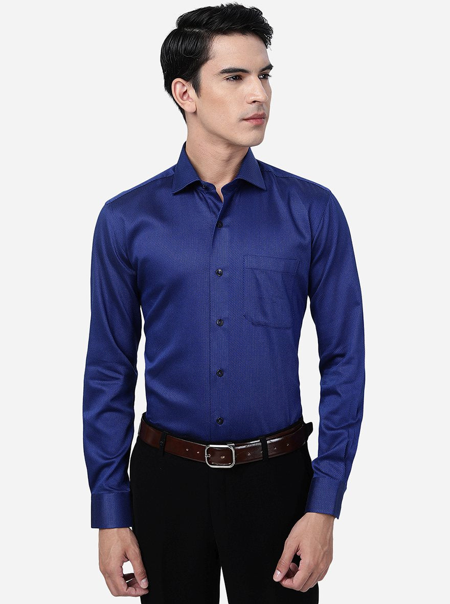 Metal Men's Blue 100% Cotton Slim Fit Solid Formal Shirt – JadeBlue