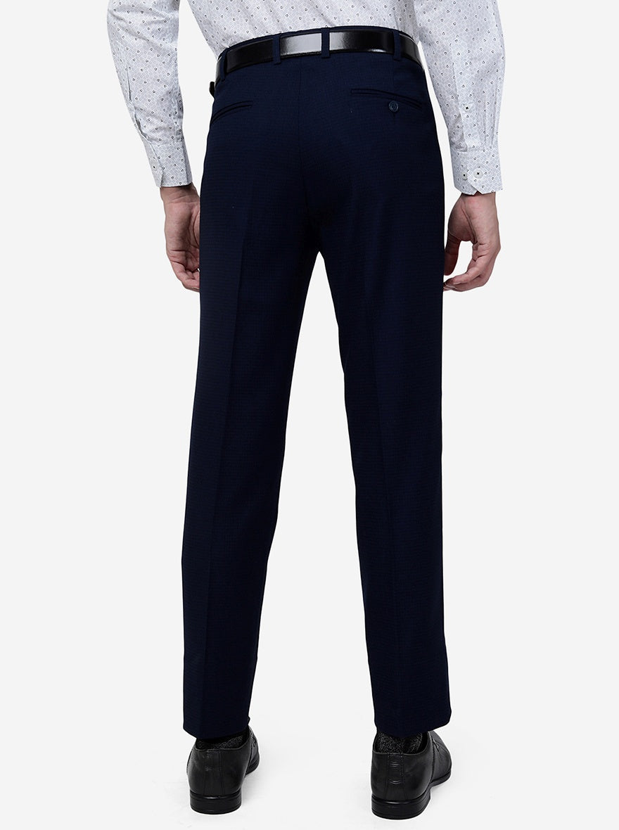 Blue Solid Slim Fit Formal Trouser | JB Studio