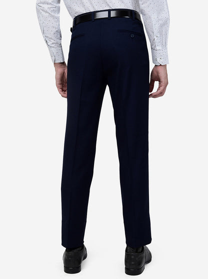 Blue Solid Slim Fit Formal Trouser | JB Studio