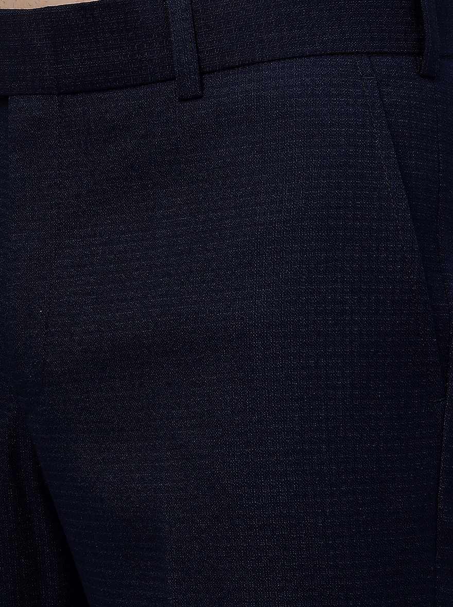 Blue Solid Slim Fit Formal Trouser | JB Studio
