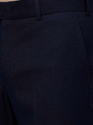 Blue Solid Slim Fit Formal Trouser | JB Studio